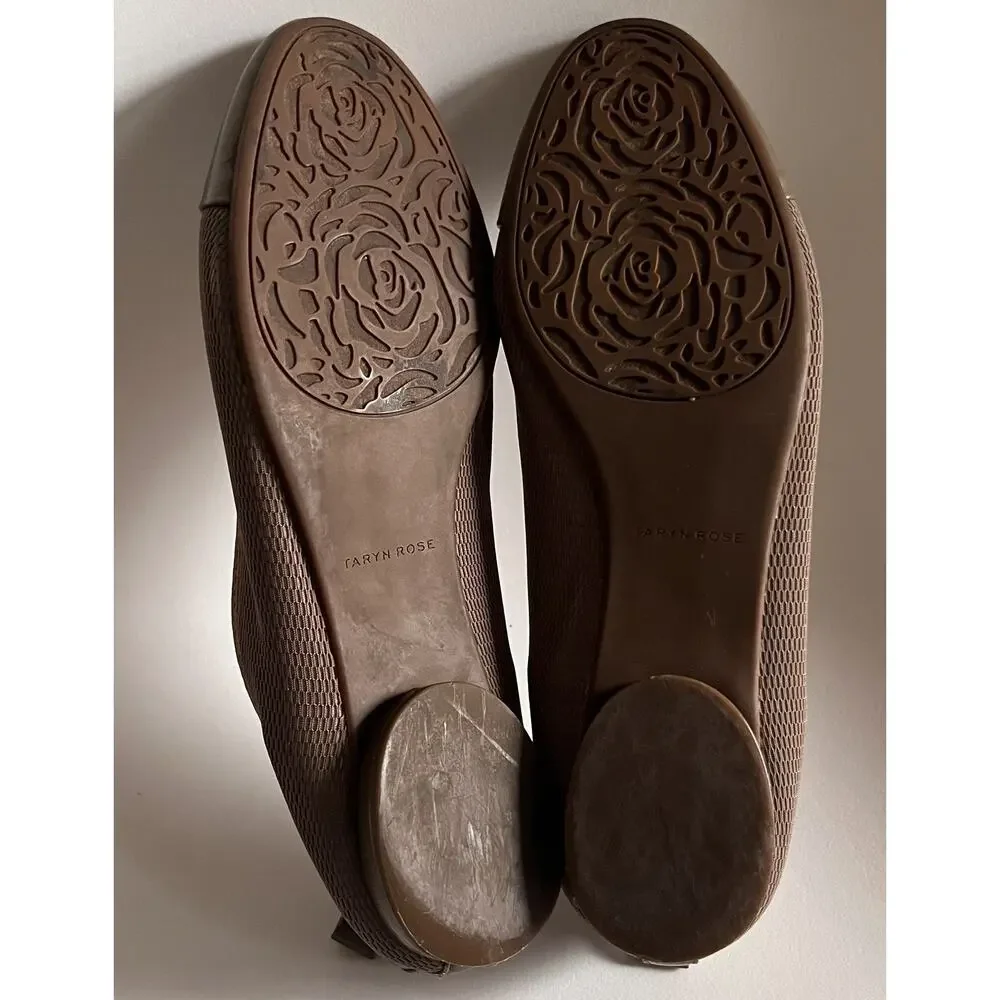 Taryn Rose Paige Ballet Flats Womens 8.5B Taupe Brown Two Tone Cap Toe
